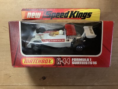 Lot 264 - Matchbox Speed Kings Mercedes Ambulance K-63, Emergency Doctor K-62, Formula 1 Surtees K-44, plus Corgi Elf Tyrell Prjct 34 No.162, all boxed (4)