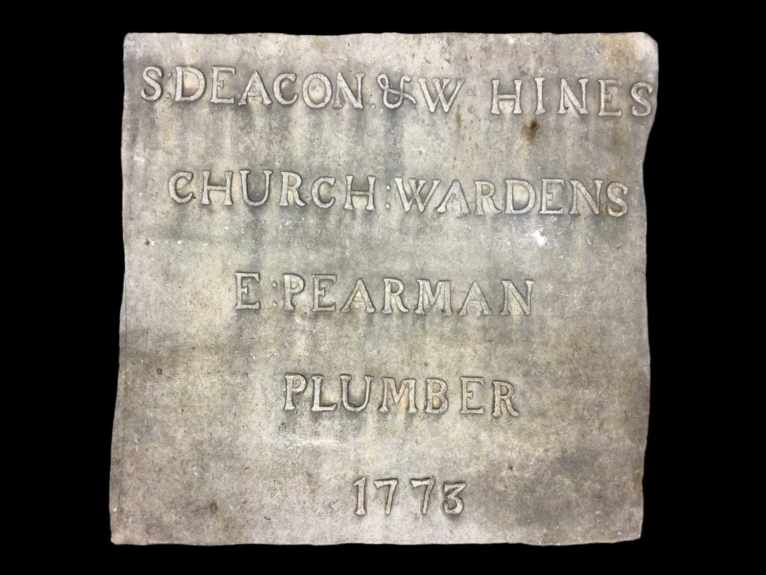 Lot 9 - The first of two rare 18th century lead church roof plaques