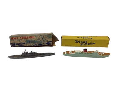 Lot 283 - Minic Ships 1:1200 scale Quayside set M905, plus Timpo & Crescent Toy diecast warships & merchant ships and other plastic models