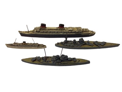 Lot 283 - Minic Ships 1:1200 scale Quayside set M905, plus Timpo & Crescent Toy diecast warships & merchant ships and other plastic models