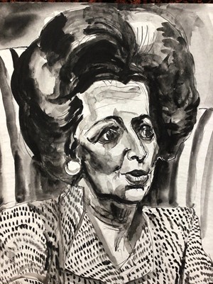 Lot 31 - *Colin Moss (1914-2005) watercolour portrait of Margaret Thatcher