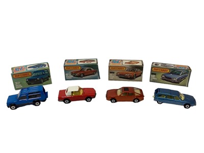 Lot 266 - Matchbox 1-75 series models all boxed including No. 6 Mercedes Tourer, No. 8 Rover 3500, No. 4  "57" Chevy, No. 5 US Mail, No. 12 Citroen CX, No. 18 Honda, No. 25 Audi Quattro, No. 37 Matra Rancho,...