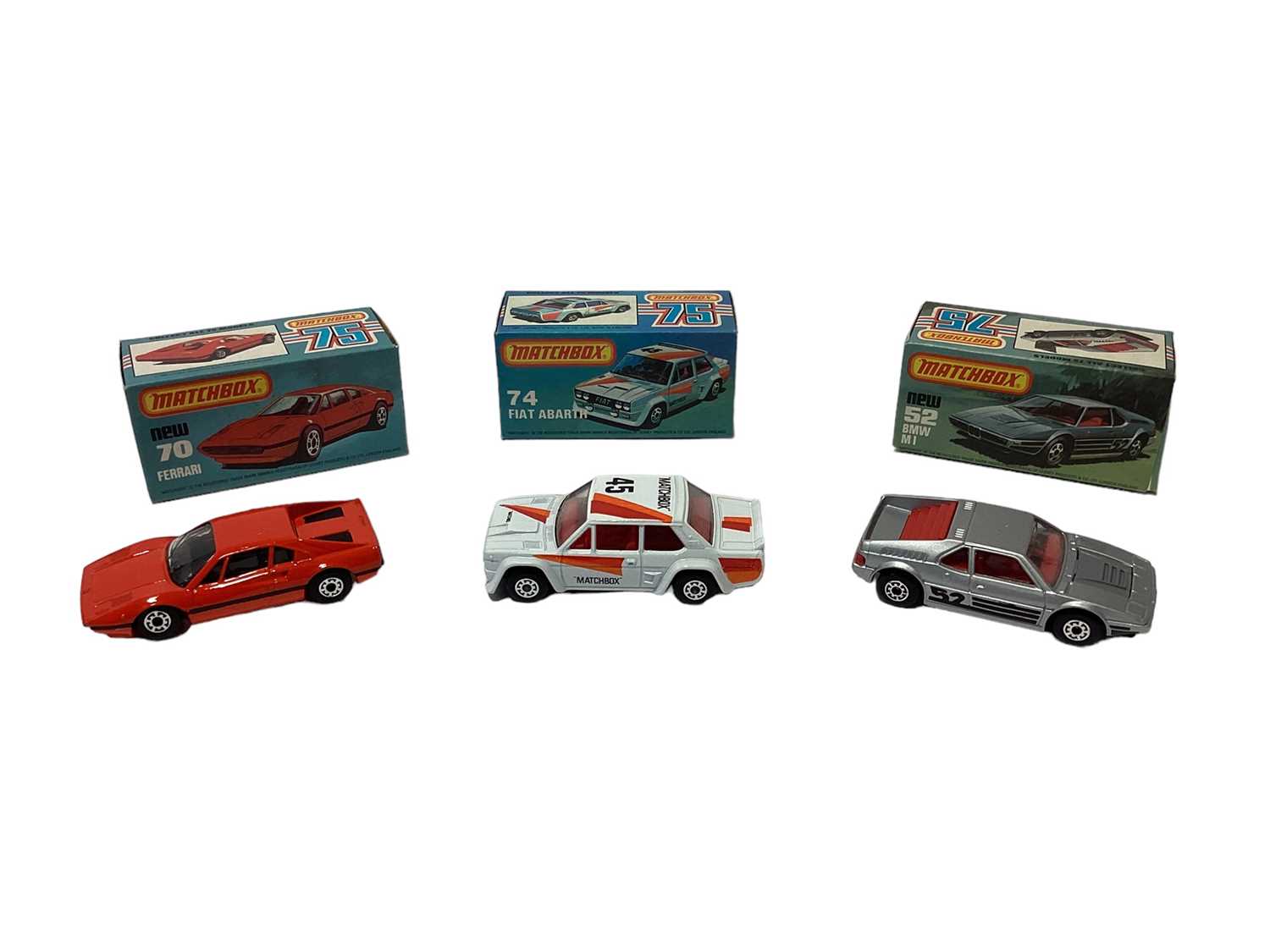 Lot 267 - Matchbox 1-75 series models all boxed including No. 42 57 'T' Bird, No. 52 BMW M1, No. 54 NASA tracking vehicle, No. 54 mobile home, No. 56 Mercedes 450 taxi, No. 57 Carmichael rescue vehicle, No....