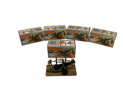 Lot 268 - Matchbox 1-75 series model all boxed including No. 24 Diesel shunter No. 47 Pannier locomotive, No. 43 steam locomotive, No. 44 passenger coach (x2), No. 32 field gun (x5), No. 25 Fiat car/containe...