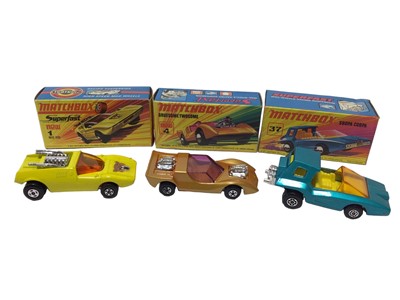 Lot 273 - Matchbox Superfast 1-75 models all boxed No. 7 VW Golf, No. 55 Ford Cortina, No. 37 Soopa Coopa, No. 4 Gruesome Twosome, No. 68 Cosmobile, No. 59 Planet Scout, No. 67 Datsun 260-Z, No. 1 Mod Rod, N...