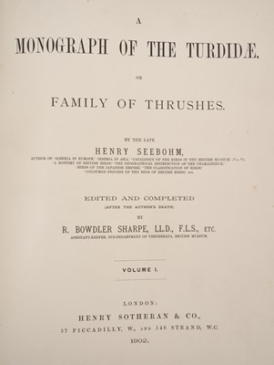 Lot 1155 - Seebohm - Monograph of the Turdidae, 1902 first edition