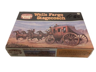 Lot 286 - Life Like Hobby Kits Wild West models including Wells Fargo Stagecoach No.09662, Lazy M Corral No.009681, Westward Ho Pioneer Wagon No.09683 & Circle A Chuck Wagon No.09680, all boxed (4)