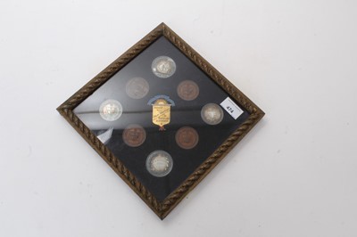 Lot 474 - G.B. - A framed collection of late 19th century silver and copper medallions