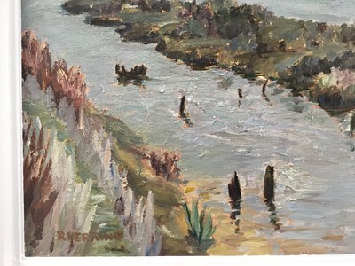 Lot 249 - R. Herring, oil on board, believed to be the River Alde, signed, 40 x50cm, framed