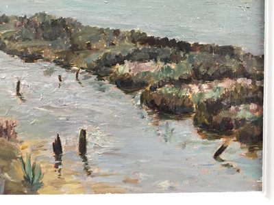 Lot 249 - R. Herring, oil on board, believed to be the River Alde, signed, 40 x50cm, framed