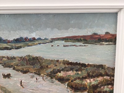 Lot 249 - R. Herring, oil on board, believed to be the River Alde, signed, 40 x50cm, framed