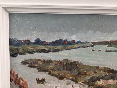 Lot 249 - R. Herring, oil on board, believed to be the River Alde, signed, 40 x50cm, framed