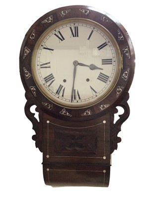 Lot 424 - American mahogany cased mother of pearl inlaid wall clock