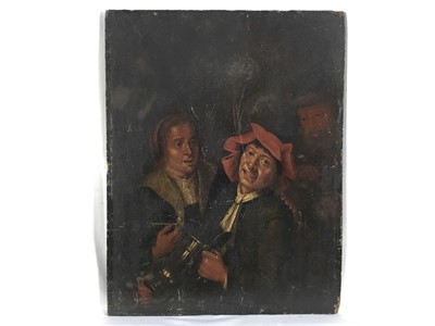 Lot 95 - 19th century Dutch School oil on panel, merry makers, 34cm x 27cm