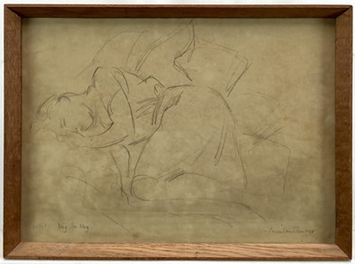Lot 8 - John Buckland Wright (1897-1954) pencil sketch - woman on couch, signed and dedicated Meg, For Meg