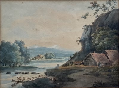 Lot 125 - Attributed to Peter Le Cave (1768-1811) watercolour - landscape, 17cm x 23cm, in glazed frame