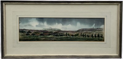 Lot 14 - 20th century Maltese watercolour - landscape, signed indistinctly, dated ‘81, 10.5cm x 38cm, in glazed frame