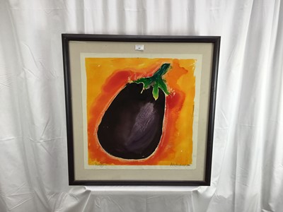 Lot 82 - Alce Harfield (b. 1966) large watercolour, ‘Aubergine’ signed and dated 2000, 57cm x 56cm in glazed frame