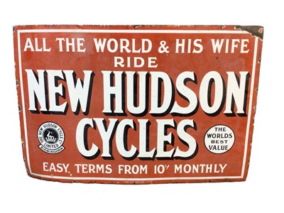 Lot 108 - Original 'New Hudson Cycles' enamel sign, 61cm x 91.5cm