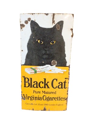 Lot 115 - Original "Black Cat" Pure Matured Virginia Cigarettes, enamel advertising sign, 91.5cm x 46cm