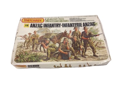 Lot 315 - Matchbox 1:76 Scale Soldiers including Anzac Infantry No.P-5008, British Infantry No.P-5001, American Infantry No.P-5002 & later NATO Paratroopers No.P-5009 (x3), all,sealed boxes (6)