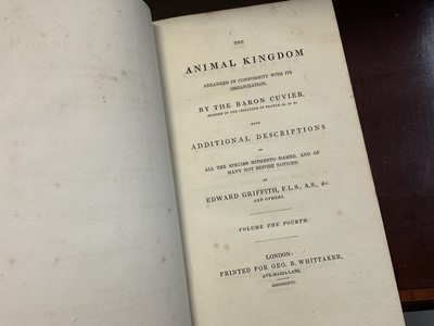 Lot 1171 - Georges Cuvier - The Animal Kingdom, pub. London: George B. Whittaker, Vols 1-8,1827-1829, extensive hand coloured plates, cloth binding