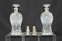 Lot 2255 - Pair of cut glass decanters with Silverer...