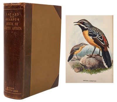 Lot 1173 - Edgar Leopoldo Layard - The Birds of South Africa, edited by R. Bowdler Sharpe, 12 hand-coloured lithograph plates by J.G. Keulemans, Bernard Quaritch, 1875-84, half calf