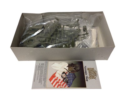 Lot 326 - Revell The History Makers 1:32 Scale Self Propelled Howitzer No.8625 & Northrop Hawk model kits No.8611 and 1:35 Scale 8th Army Soldiers, Monogram 1:35 Scale Army Jeep & Anti-Tank Gun No.6302, Atta...