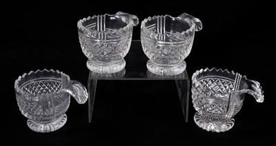 Lot 201 - Rare set of four early 19th century cut glass piggins, probably Irish, used for ladling milk