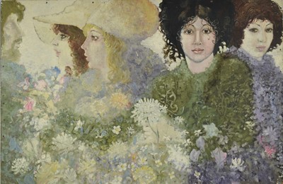 Lot 1494 - Pair of 20th century oils on board - Pre-Raphaelite style Females, 61cm x 91cm, unframed