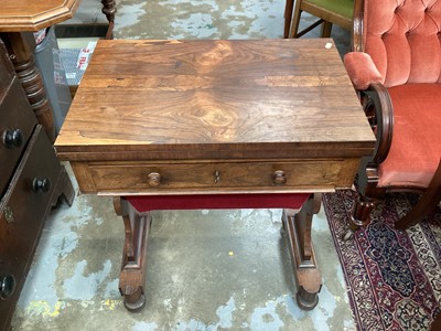 Lot 1204 - 19th century Rosewood card table / sewing table