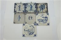 Lot 2265 - Seven antique Dutch tin glazed pottery tiles