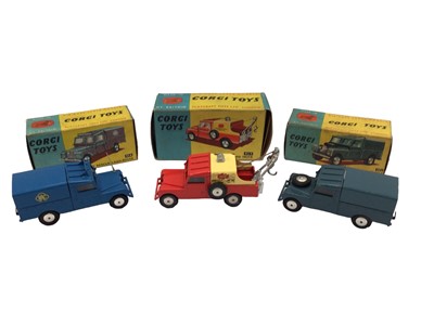 Lot 1803 - Corgi RAC Radio Rescue Land Rover No. 416, Land Rover RAF Vehicle No. 351, Land Rover breakdown truck No. 417 all boxed (3)