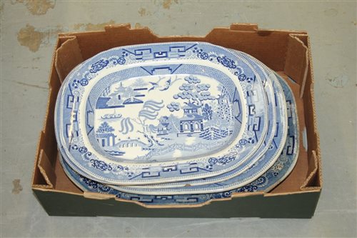 Lot 2266 - Six 19th century Staffordshire pottery blue...