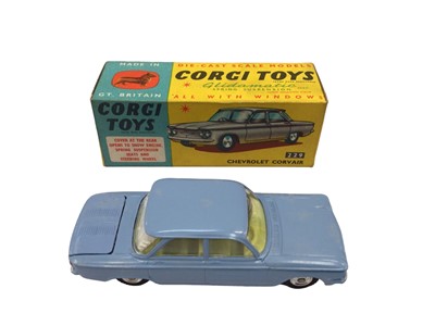 Lot 1806 - Corgi Chevrolet Corvair No. 229, Ford Thunderbird No. 214, Plymouth Sports Suburban Station Wagon No. 219, Chevrolet Sting Ray No. 310 all boxed (4)