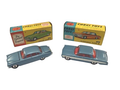 Lot 1808 - Corgi Oldsmobile Super 88 No. 235, Bentley Continental Sports No. 224, Mercedes Benz 300 SL Open Roadstar No. 305S, Jaguar Mark X No. 238 all boxed (4)