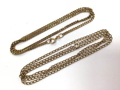 Lot 1019 - 9ct gold curb link chain and gold plated chain (2)