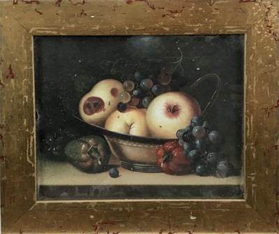 Lot 243 - After Edgar Hunt oil on panel, fruit, 19cm x 24.5cm, framed