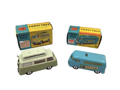 Lot 1811 - Corgi Volkswagon 'Toblerone' van No. 441 Ford Thames 'Airborne' caravan No. 420, Corgi Whizzwheels Ford Capri No. 311 all boxed (3)