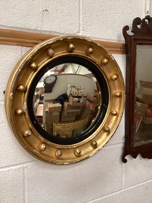 Lot 1353 - Round convex giltwood wall mirror