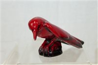 Lot 2270 - Royal Doulton flambé bird - possibly a Rook or...