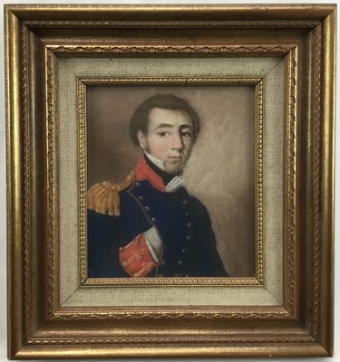 Lot 55 - English School pastel Portrait of a British Naval Officer, 19cm 17cm, in glazed frame