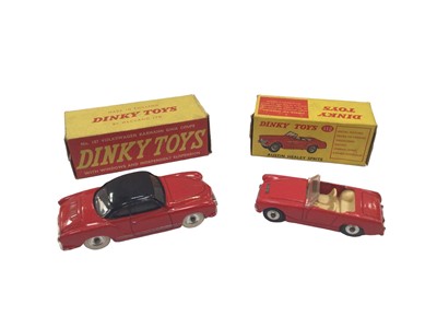 Lot 1816 - Dinky Austin Healey Sprite No. 112, MGB Sports Car No. 113, Volkswagon Karmann Ghia Coupe No. 187 all boxed (3)