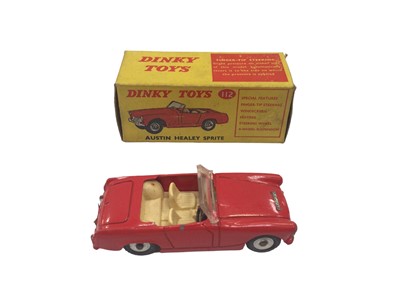 Lot 1816 - Dinky Austin Healey Sprite No. 112, MGB Sports Car No. 113, Volkswagon Karmann Ghia Coupe No. 187 all boxed (3)