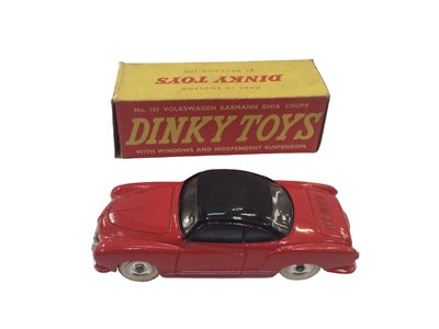 Lot 1816 - Dinky Austin Healey Sprite No. 112, MGB Sports Car No. 113, Volkswagon Karmann Ghia Coupe No. 187 all boxed (3)