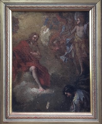 Lot 129 - 17th-18th century Italian School, oil on canvas laid on board - religious study, 22cm x 17cm, in gilt frame