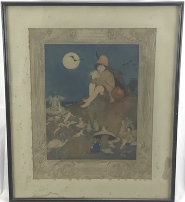 Lot 63 - Fred Millar, early 20th century coloured etching, 'Magic Music', 37cm x 29cm, in glazed frame