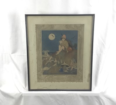 Lot 63 - Fred Millar, early 20th century coloured etching, 'Magic Music', 37cm x 29cm, in glazed frame