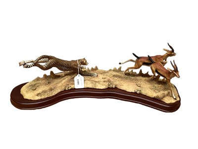 Lot 1191 - Teviotdale model of a Cheetah chasing two Gazelles together with another model of a Cheetah (2)